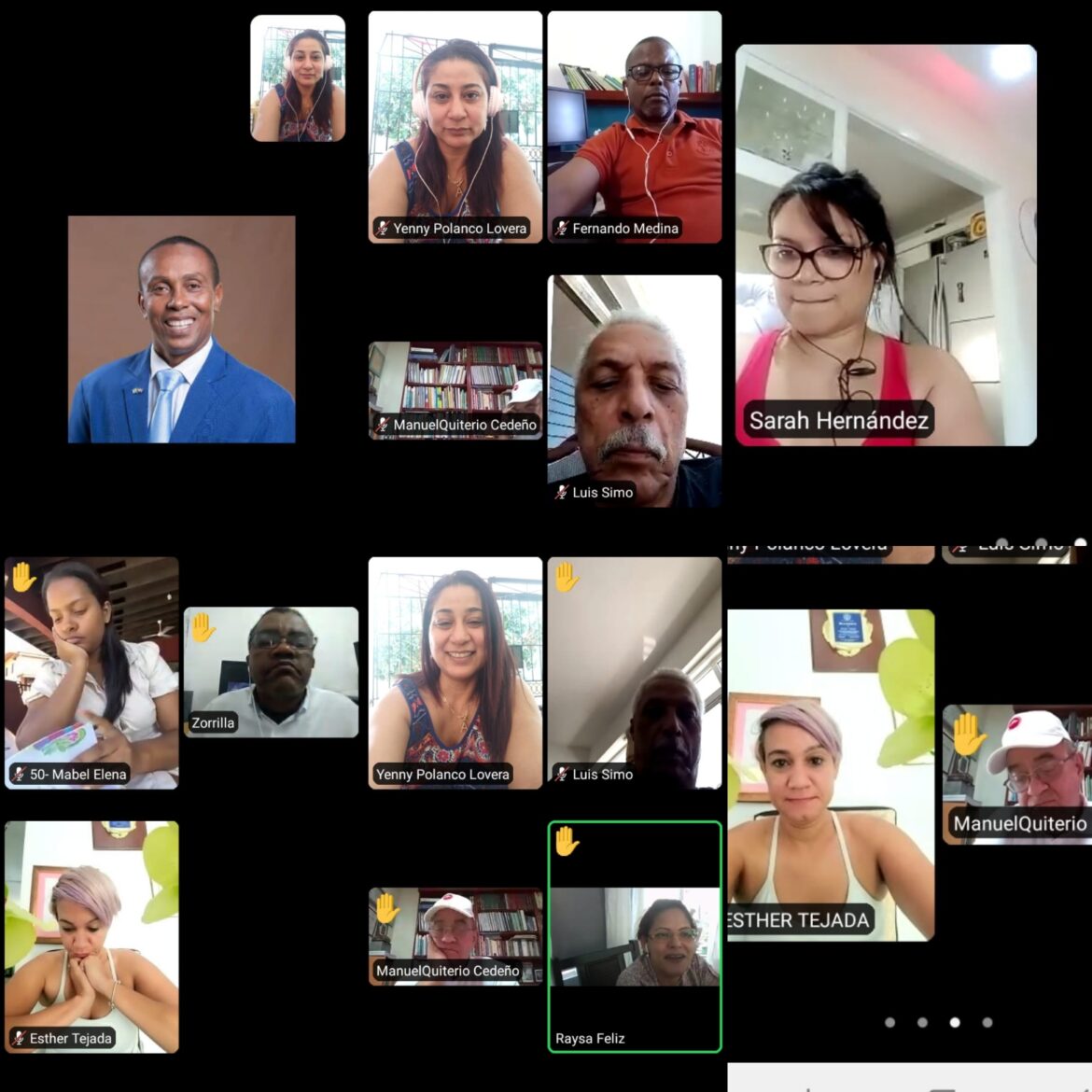 Directivos de Adompretur en la reunión virtual.