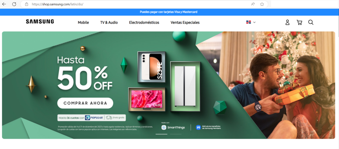 Llena tu carrito online navideño con la tecnología Samsung compra fácil, seguro y a increíbles precios..