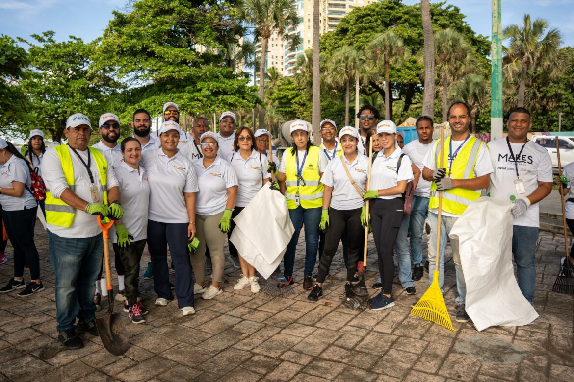 Voluntarios durante la limpieza de playa